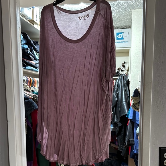 Mudd Pink Long Sleeve Tunic with Pleated Relaxed Fit - Picture 1 of 2